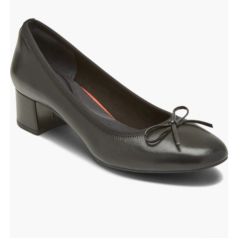 Rockport Total Motion Leather Sydney Bow Pumps Black Round Toe Women's Size 10M